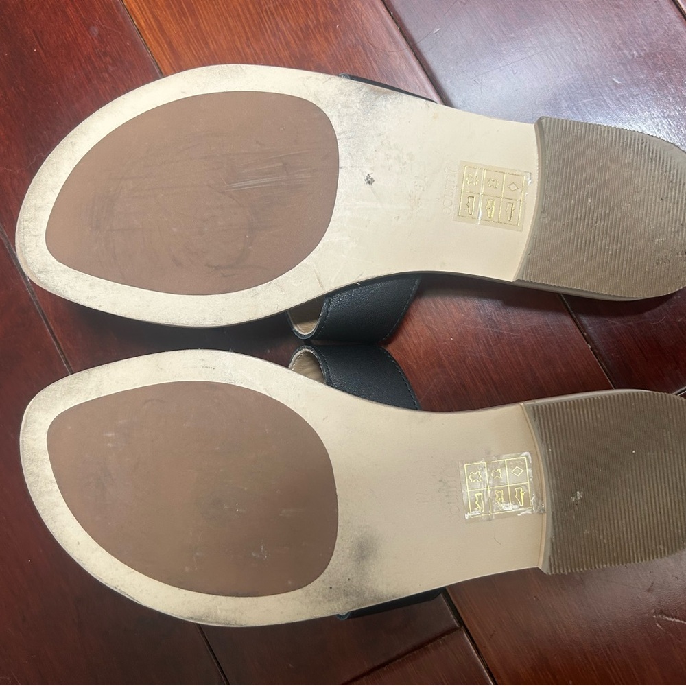 Quince Italian Leather cut out Black Slide Sandals - Picture 4 of 4